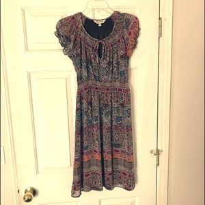 Romy Multi-Colored Keyhole Mid Length Dress